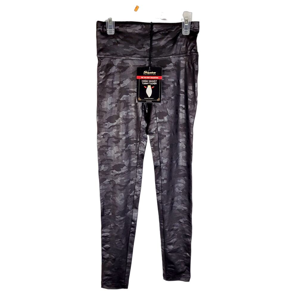 New Shinestar Black Camo High Waist Tummy Tuck Full Length Leggings Sm Gym